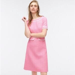 J.Crew Women’s Pink A-Line Tweed Dress with Flap Pockets
